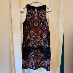 Banana Republic Navy and Red Paisley Midi Dress